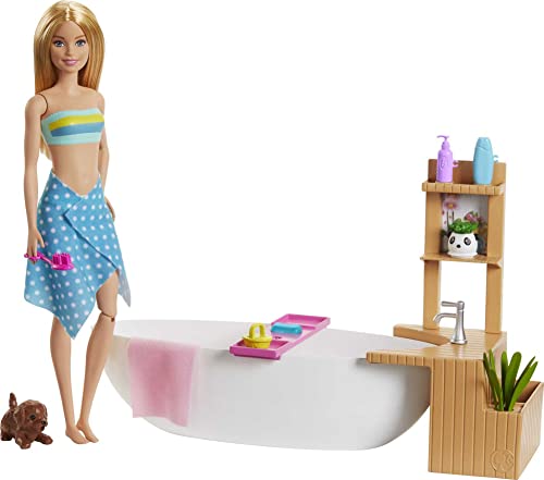 バービー バービー人形 日本未発売 プレイセット アクセサリ Barbie ?Fizzy Bath Doll & Playset,Blonde,with Tub,Fizzy Powder,Puppy & More,Gift for Kids 3 to 7 Years Oldバービー バービー人形 日本未発売 プレイセット アクセサリ