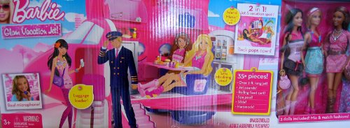 Сӡ Сӡͷ ̤ȯ ץ쥤å  Barbie Glam Vacation Jet! - 2 in 1 Jet &Vacation Spot 35+ Piece Playset w PlСӡ Сӡͷ ̤ȯ ץ쥤å 