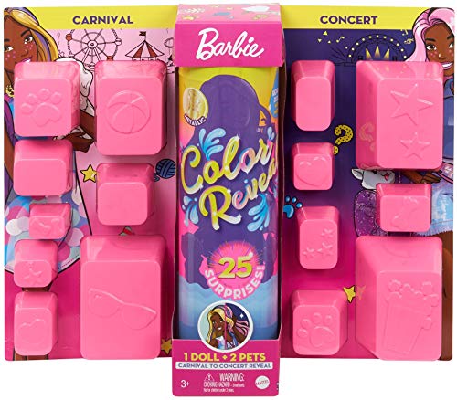 バービー バービー人形 Barbie Color Reveal Doll Set with 25 Surprises Including 2 Pets Day-to-Night Transformation: 15 Mystery Bags Contain Doll Clothes Accessories for 2 Looks Water Reveals Look of Metallic Dollバービー バービー人形