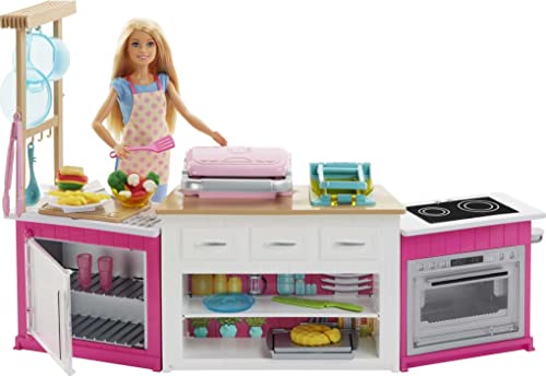 バービー バービー人形 日本未発売 プレイセット アクセサリ Barbie Ultimate Kitchen Doll & Playset with Lights & Sounds, Food Molds, 5 Dough Colors & 20+ Accessories, Blonde Chef Doll (Amazon Exclバービー バービー人形 日本未発売 プレイセット アクセサリ
