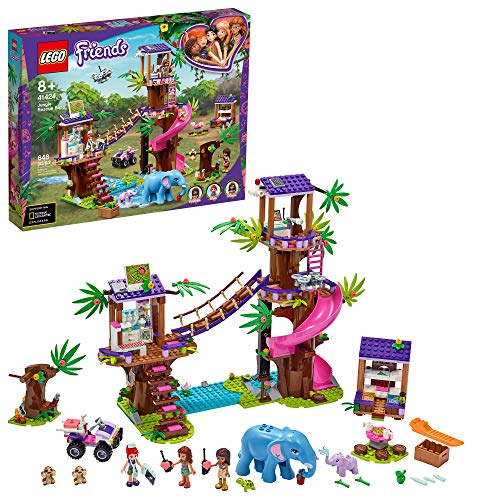 S tY LEGO Friends Jungle Rescue Base 41424 Building Toy for Kids, Animal Rescue Kit That Includes a Jungle Tree House and 2 Elephant Figures for Adventure Fun (648 Pieces)S tY