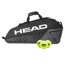 バッグ テニス バッグ ラケットバッグ バックパック HEAD Core 6R Combi Tennis Racquet Bag - 6 Racket Tennis Equipment Duffle Bag,Black/Greyテニス バッグ ラケットバッグ バックパック