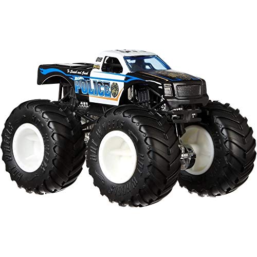 ホットウィール マテル ミニカー ホットウイール Hot Wheels Monster Trucks 1:64 Scale Police 26/75 Includes Crushable Car, Black/Whiteホットウィール マテル ミニカー ホットウイール