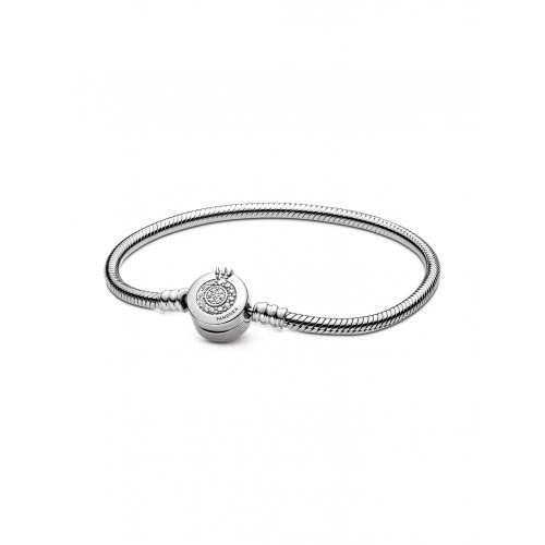 パンドラ ブレスレット チャーム アクセサリー ブランド Pandora Moments Sparkling Crown O Pav? Clasp Snake Chain Bracelet - Cubic Zirconia & Sterling Silver Charm Bracelet for Women - Compatible Momeパンドラ ブレスレット チャーム アクセサリー ブランド 1