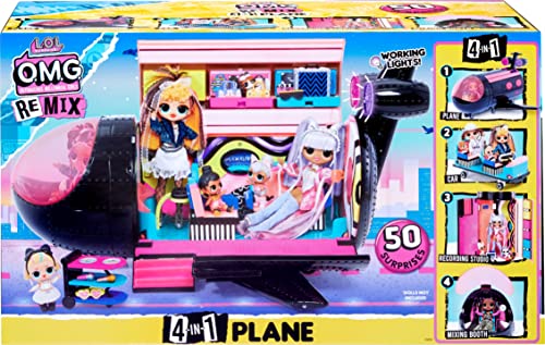 エルオーエルサプライズ 人形 ドール L.O.L. Surprise! Remix 4 in 1 Exclusive Plane Playset Transforms 50 Surprises - Airplane, Car, Recording Studio, Mixing Booth with Colorful Doll Accessories, Play Set Gift for Kidsエルオーエルサプライズ 人形 ドール