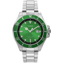 腕時計 タイメックス メンズ Timex Men 039 s Harborside Coast 43mm Watch Green Dial Green Top Ring with Silver-Tone Case Stainless Steel Bracelet腕時計 タイメックス メンズ