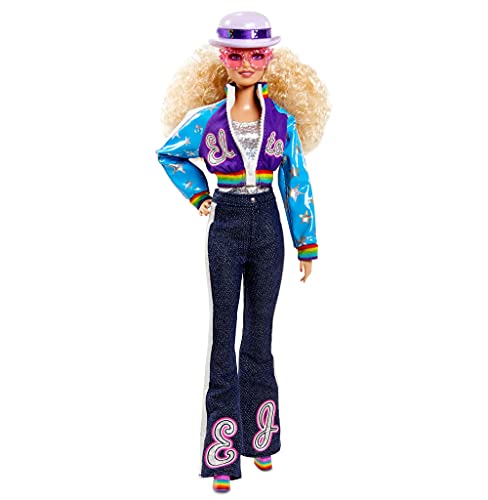 バービー バービー人形 バービーコレクター コレクタブルバービー コレクション Barbie Elton John Collector Doll (12-inch, Curly Blonde Hair) in Bomber Jacket and Flared Denim, witバービー バービー人形 バービーコレクター コレクタブルバービー コレクション