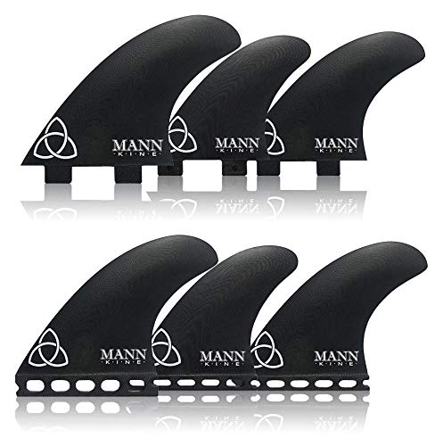 サーフィン フィン マリンスポーツ Mannkine Tri-Quad Medium Surfboard Fins, Apex Series (Set of 5), Single Tabサーフィン フィン マリンスポーツ