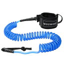 サーフィン リーシュコード マリンスポーツ WOOWAVE SUP Leash 11 Foot Coiled Stand Up Paddle Board Surfboard Leash Stay on Board Ankle Strap with Waterproof Wallet/Phone Case (Blue White Core)サーフィン リーシュコード マリンスポーツ