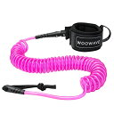 サーフィン リーシュコード マリンスポーツ WOOWAVE SUP Leash 11 Foot Coiled Stand Up Paddle Board Surfboard Leash Stay on Board Ankle Strap with Waterproof Wallet/Phone Case (Pink White Core)サーフィン リーシュコード マリンスポーツ