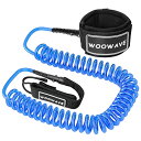 サーフィン リーシュコード マリンスポーツ WOOWAVE SUP Leash Premium Stand Up Paddle Board Surfboard Leash Coiled 8/10 feet Stay on Board with Waterproof Wallet/Phone Case (Blue White Core, 10ft 7mm)サーフィン リーシュコード マリンスポーツ