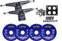 gbN XP{[ XP[g{[h COf A Longboard Skateboard Trucks Combo Set 76mm Bigfoot Cruisers Wheels with Black Trucks, Bearings, and Hardware Package (76mm Blue Wheels, 7.0 (9.63