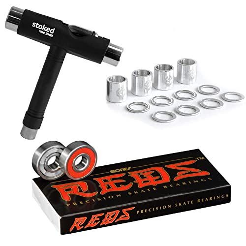 ベアリング スケボー スケートボード 海外モデル 直輸入 Bones Reds Bearings for  (8 Pack (w/Dragon Spacers, Washers & Stoked Tool))ベアリング スケボー スケートボード 海外モデル 直輸入