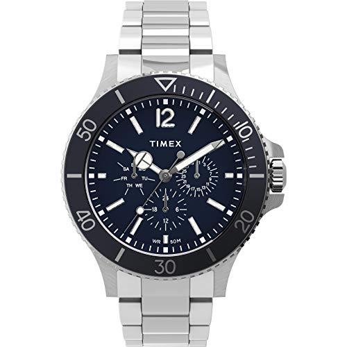 楽天angelica腕時計 タイメックス メンズ Timex Men's Harborside Multifunction 43mm Watch ? Blue Dial with Silver-Tone Case & Stainless Steel Bracelet腕時計 タイメックス メンズ