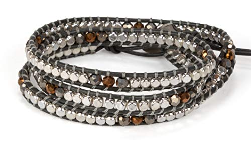 SPUNKYsoul ブレスレット アクセサリー ブランド かわいい SPUNKYsoul 3 (Triple) Wrap Bead Bracelet for Women Collection (Gray Silver)SPUNKYsoul ブレスレット アクセサリー ブランド かわいい