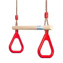 ジャングルジム ブランコ 屋内 屋外遊び 幼児 小学生 PELLOR Playground Children 039 s Wooden Trapeze Swing Bar with Plastic Gym Rings Swing Set for Indoor Outdoor Funジャングルジム ブランコ 屋内 屋外遊び 幼児 小学生