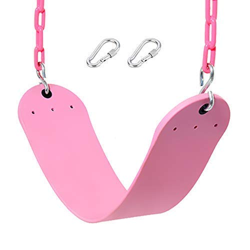 WOW uR EOV c w Pink Swing Seat - Heavy Duty Chain Plastic Coated - Playground Swing Set Accessories Replacement Gift Box Set Birthday GiftWOW uR EOV c w