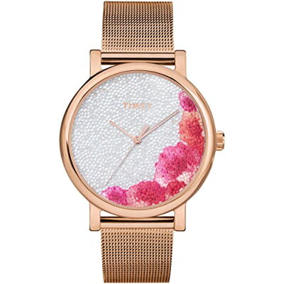 腕時計 タイメックス レディース Timex Women's Full Bloom 38mm Watch ? Floral Dial Rose Gold-Tone Case with Stainless Steel Mesh Bracelet腕時計 タイメックス レディース