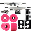 ウィール タイヤ スケボー スケートボード 海外モデル Longboard Skateboard Trucks Combo Set 70mm Blank Wheels with Silver Trucks, Bearings, and Hardware Package (70mm Pink Wheels, 6.0 (8.63") Silver Truウィール タイヤ スケボー スケートボード 海外モデル