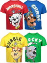 パウパトロール 子供服 半袖Tシャツ 4枚組 7 日本サイズ120-130相当 ブルーチェイス、レッドマーシャル 複数キャラクター キッズ ファッション 男の子...