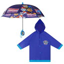 パウパトロール カッパと傘のレインウェアセット 6-7歳用 スナップボタン ダークブルー 傘サイズ約53cm チェイス マーシャル ラブル 複数キャラクター