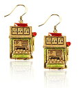 気まぐれなかわいい プレゼント クリスマス ピアス アメリカ Whimsical Gifts Handpainted Casino Slot Machine Charm Earrings Handmade in USA Antique Gold Finish French Wire Hooks Lead-free P気まぐれなかわいい プレゼント クリスマス ピアス アメリカ