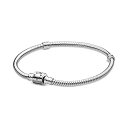パンドラ ブレスレット チャーム アクセサリー ブランド Pandora Moments Barrel Clasp Snake Chain Bracelet - Silver Bracelet for Women - Gift for Her - Sterling Silver - 6.3