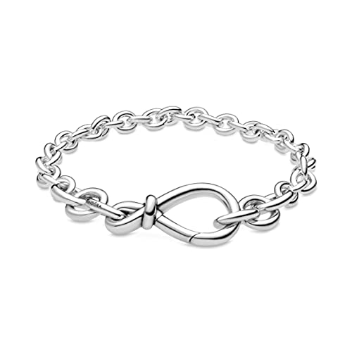 パンドラ ブレスレット チャーム アクセサリー ブランド Pandora Jewelry Chunky Infinity Knot Chain Bracelet for Women - Sterling Silver - 7.9