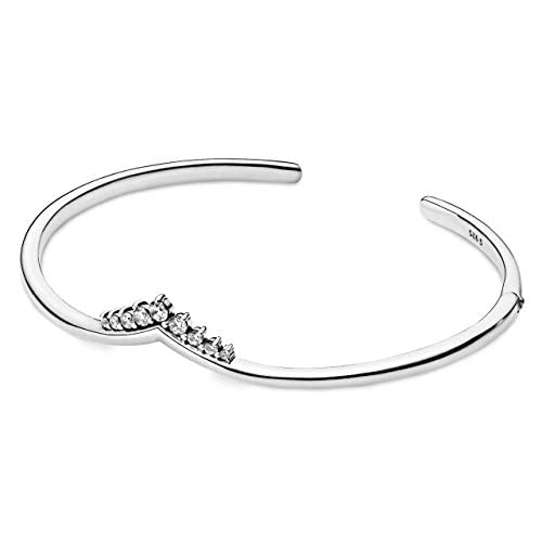 パンドラ ブレスレット チャーム アクセサリー ブランド Pandora Tiara Wishbone Bracelet - Bangle Cuff Bracelet for Women - Features Sterling Silver & Cubic Zirconia - Gift for Her - 7.5