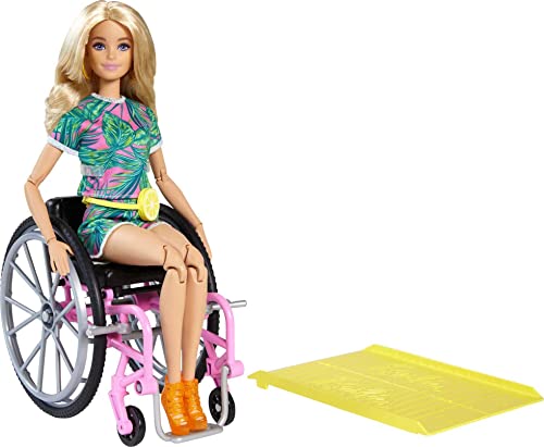 バービー バービー バービー人形 ファッショニスタ Barbie Fashionistas Doll #165 with Wheelchair and Ramp, Wavy Blonde Hair and Tropical-Print Outfit with Accessories (Amazon Exclusive)バービー バービー人形 ファッショニスタ
