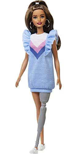 バービー バービー人形 ファッショニスタ Barbie Fashionistas Doll #121 with Brown Hair and Prosthetic Leg Dressed in Blue Sweater Dress with Accessoriesバービー バービー人形 ファッショニスタ
