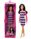 バービー バービー人形 ファッショニスタ Barbie Fashionistas Doll #147 with Long Brunette Hair Wearing Striped Dress, Orange Shoes & Necklace, Toy for Kids 3 to 8 Years Oldバービー バービー人形 ファッショニスタ