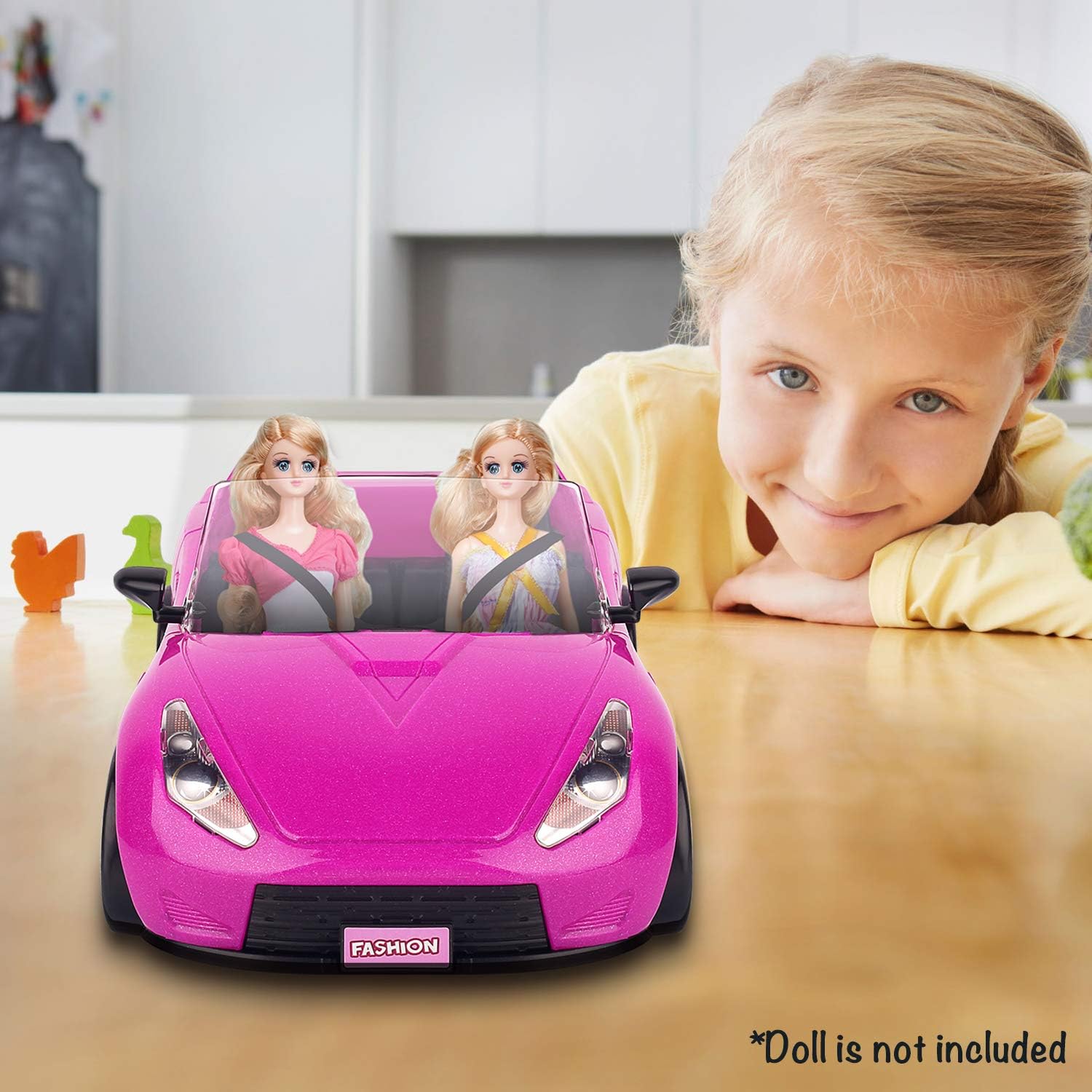 バービー バービー人形 SUPER JOY Convertible Car for Dolls, Glittering Magenta Convertible Doll Vehicle with Working Seat Beltsバービー バービー人形 2