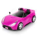 バービー バービー人形 SUPER JOY Convertible Car for Dolls, Glittering Magenta Convertible Doll Vehicle with Working Seat Beltsバービー バービー人形