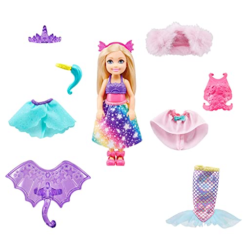 バービー バービー人形 Barbie Dreamtopia Chelsea Doll and Dress-Up Set with 12 Fashion Pieces Themed to Princess, Mermaid, Unicorn and Dragon, Gift for 3 to 7 Year Oldsバービー バービー人形 1