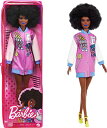 バービー バービー人形 ファッショニスタ Barbie Fashionistas Doll 156 with Brunette Afro Blue Lips Wearing Graphic Coat Dress Yellow Shoes, Toy for Kids 3 to 8 Years Oldバービー バービー人形 ファッショニスタ