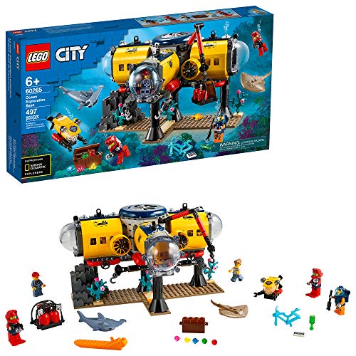 レゴ シティ LEGO City Ocean Exploration Base Playset 60265, with Submarine, Underwater Drone, Diver, Sub Pilot, Scientist and 2 Diver Minifigures, Plus Stingray and Hammerhead Shark Figures (497 Pieces)レゴ シティ