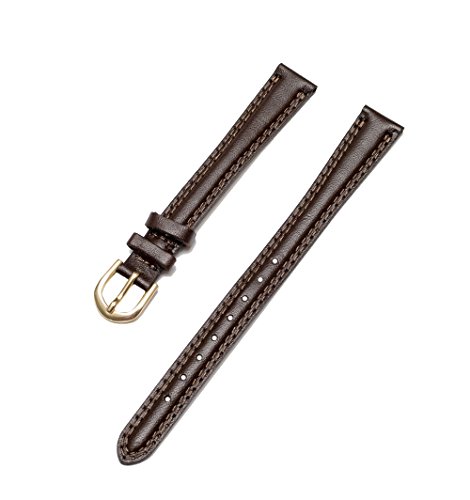 腕時計 タイメックス レディース Timex Women's Padded Double Stitched Calfskin Leather 13mm XL Long Dark Brown Replacement Watchband腕時計 タイメックス レディース