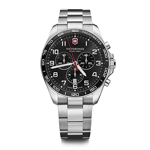 ビクトリノックス 腕時計（メンズ） 腕時計 ビクトリノックス スイス メンズ Victorinox Fieldforce Classic Chrono Watch with Black Dial and Silver Stainless Steel Bracelet腕時計 ビクトリノックス スイス メンズ