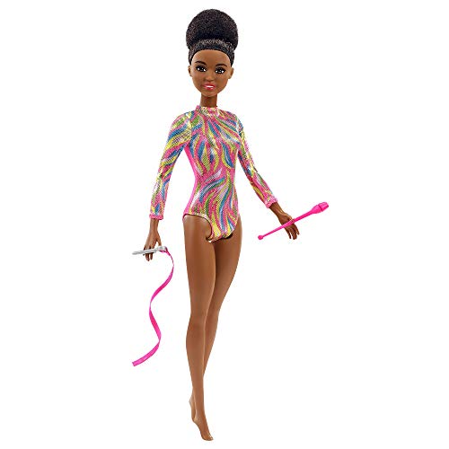バービー バービー人形 Barbie Rhythmic Gymnast Brunette Doll (12-in) with Colorful Metallic Leotard, 2 Clubs & Ribbon Accessory, Great Gift for Ages 3 Years Old & Upバービー バービー人形