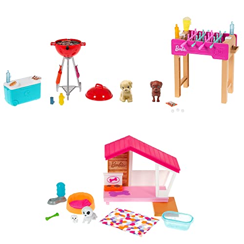 バービー バービー人形 Barbie Mini Playset with Themed Accessories and Pet, BBQ Theme with Scented Grill, Gift for 3 to 7 Year Oldsバービー バービー人形