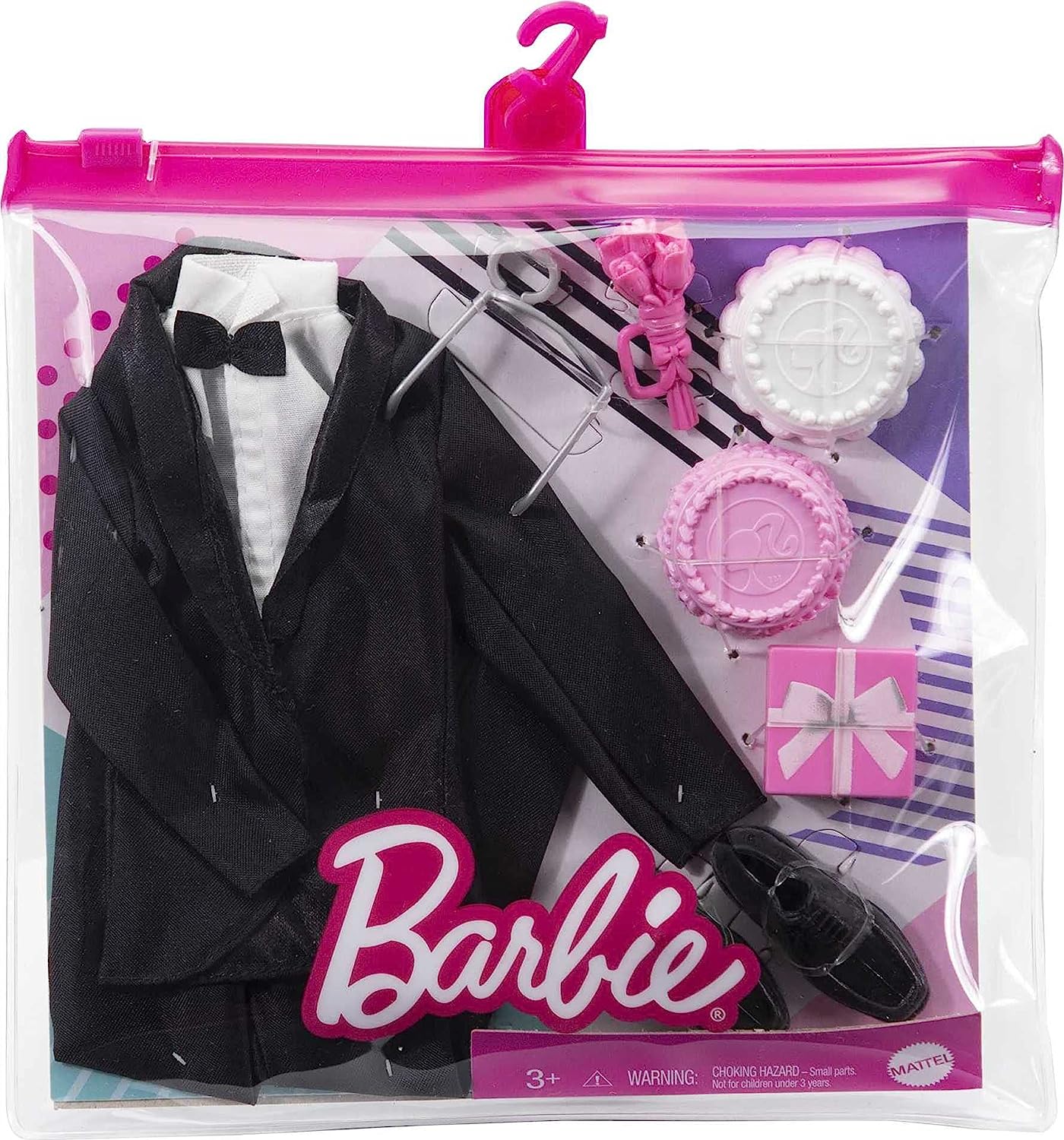 バービー バービー人形 着せ替え 衣装 ドレス Barbie Fashion Pack: Bridal Outfit for Ken Doll with Tuxedo, Shoes, Watch, Gift, Wedding Cake with Tray & Bouquet, for Kids 3 to 8 Years Old , Blackバービー バービー人形 着せ替え 衣装 ドレス 3