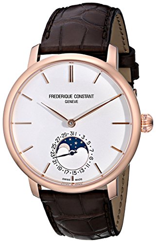 腕時計 フレデリックコンスタント メンズ FC705V4S4 Frederique Constant Men 039 s FC705X4S4 Slim Line Rose Gold-Plated Automatic Watch with Brown Leather Band腕時計 フレデリックコンスタント メンズ FC705V4S4