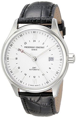 腕時計 フレデリックコンスタント メンズ FC350S5B6 Frederique Constant Men's 'Classics' Silver Dial Black Leather Strap GMT Swiss Automatic Watch FC-350S5B6腕時計 フレデリックコンスタント メンズ FC350S5B6