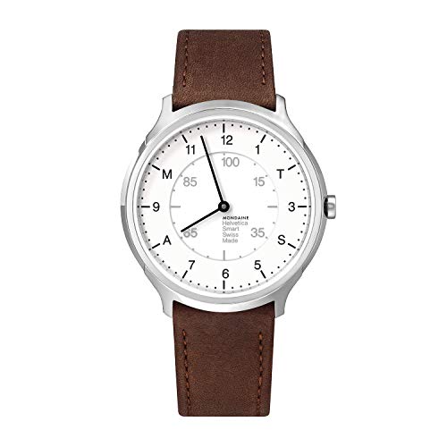 モンディーン 腕時計 モンディーン 北欧 スイス メンズ Mondaine MON Helvetica Regular MH1.R2S10.LG Smart Watch |40 mm Stainless Steel Polished/White/Brown Leather腕時計 モンディーン 北欧 スイス メンズ