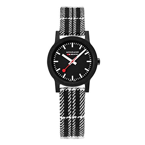 モンディーン 腕時計 モンディーン 北欧 スイス レディース Mondaine Official Swiss Railways MS1.32120.LB Essence Watch | 32 mm Black/White Scottish Pattern, Wool Based with Cork Lining腕時計 モンディーン 北欧 スイス レディース