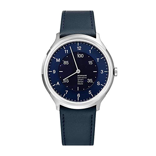 モンディーン 腕時計 モンディーン 北欧 スイス メンズ Mondaine MON Helvetica MH1.R2S40.LD Regular Smart Watch | 40 mm Stainless Steel Polished/Dark Navy and Blue/Navy Blue Leather腕時計 モンディーン 北欧 スイス メンズ