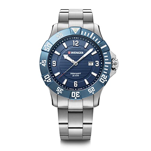 ウェンガー 腕時計（メンズ） 腕時計 ウェンガー スイス メンズ 腕時計 Wenger Seaforce Watch Blue Dial, Stainless Steel Bracelet (01.0641.133)腕時計 ウェンガー スイス メンズ 腕時計