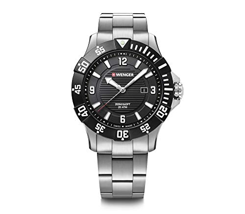 ウェンガー 腕時計（メンズ） 腕時計 ウェンガー スイス メンズ 腕時計 Wenger Seaforce Watch Black Dial, Stainless Steel Bracelet (01.0641.131)腕時計 ウェンガー スイス メンズ 腕時計