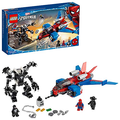 レゴ LEGO Marvel Spider-Man Spider-Jet vs Venom Mech 76150 Superhero Gift for Kids with Minifigures, Mech and Plane (371 Pieces)レゴ
